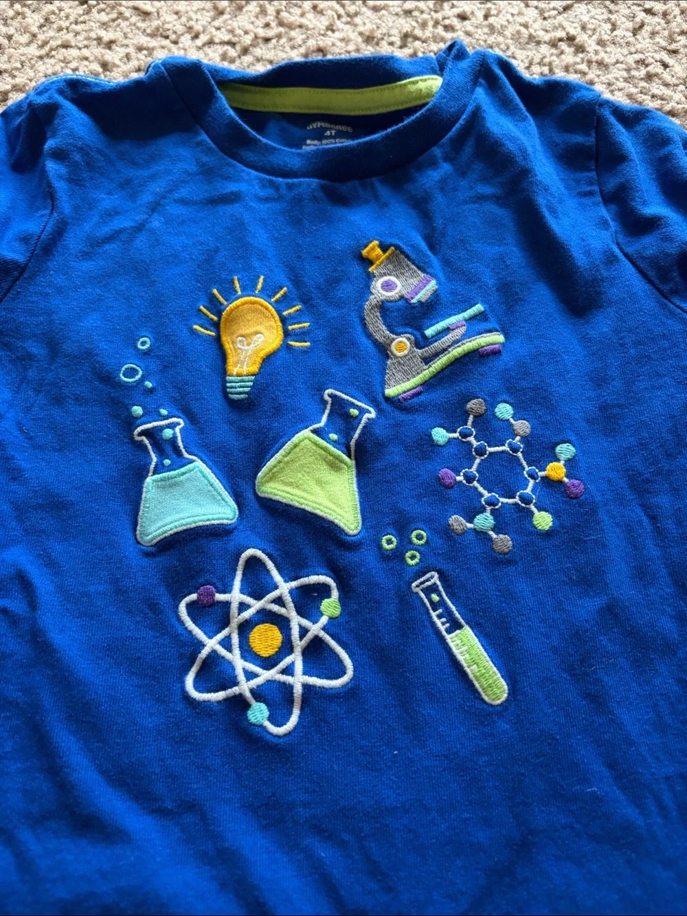 B67 Gymboree SS Tee, 4t Science Embroidery